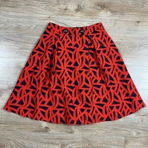 Eva Franco Red and Black Patterned A-Line Skirt